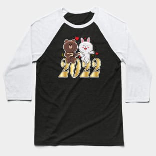 Brown Bear Cony Bunny Rabbit New Year 2022 Baseball T-Shirt